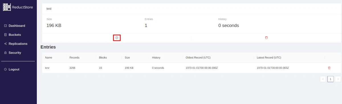Browse a bucket with Web Console
