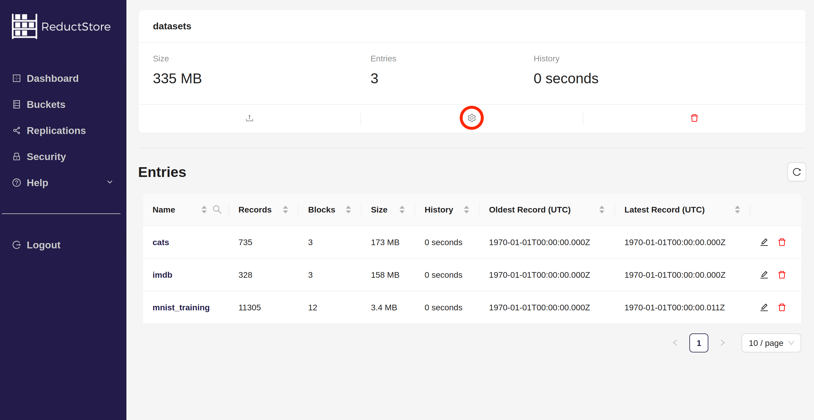 Browse a bucket with Web Console