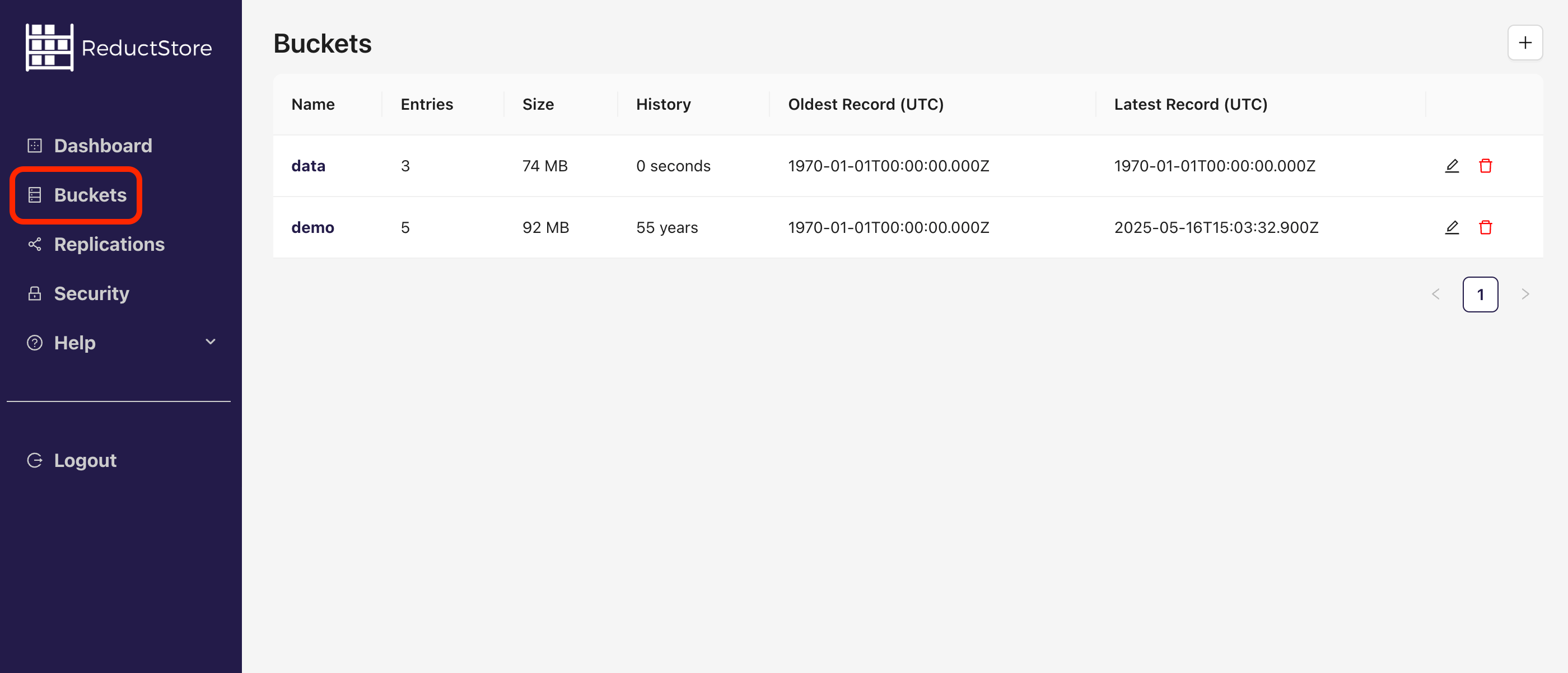 Create a bucket with Web Console