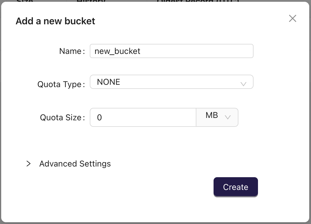 Set bucket settings with Web Console