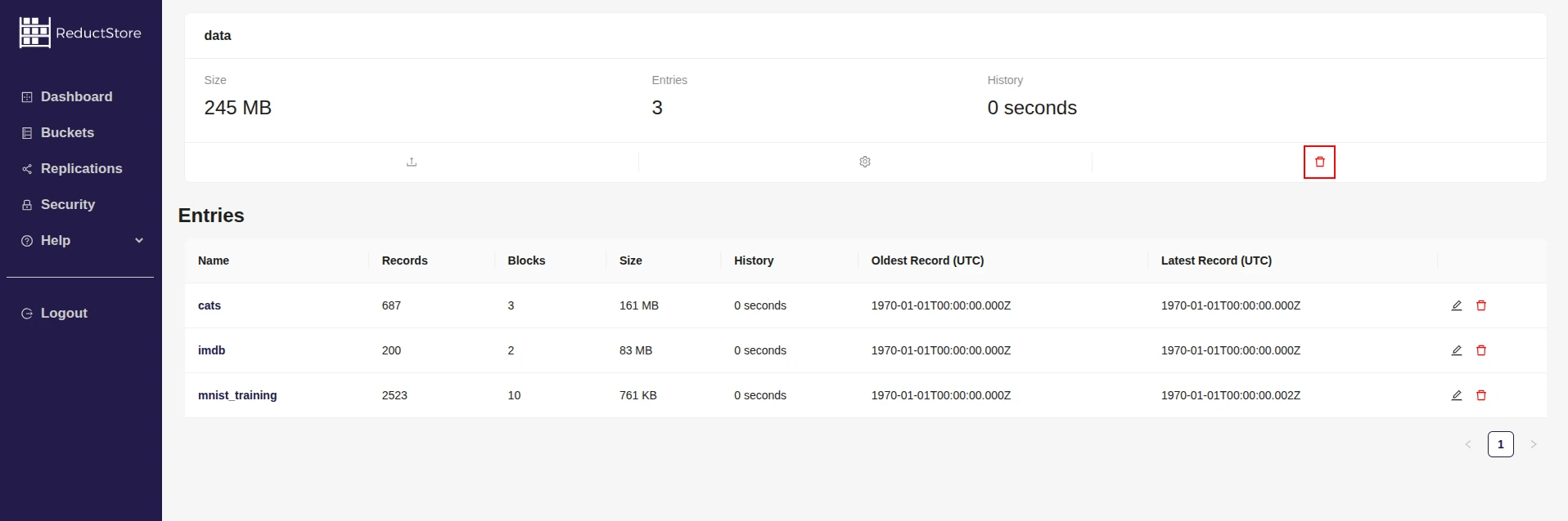 Remove a bucket with Web Console