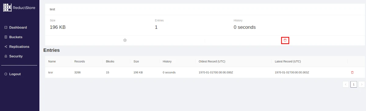 Remove a bucket with Web Console