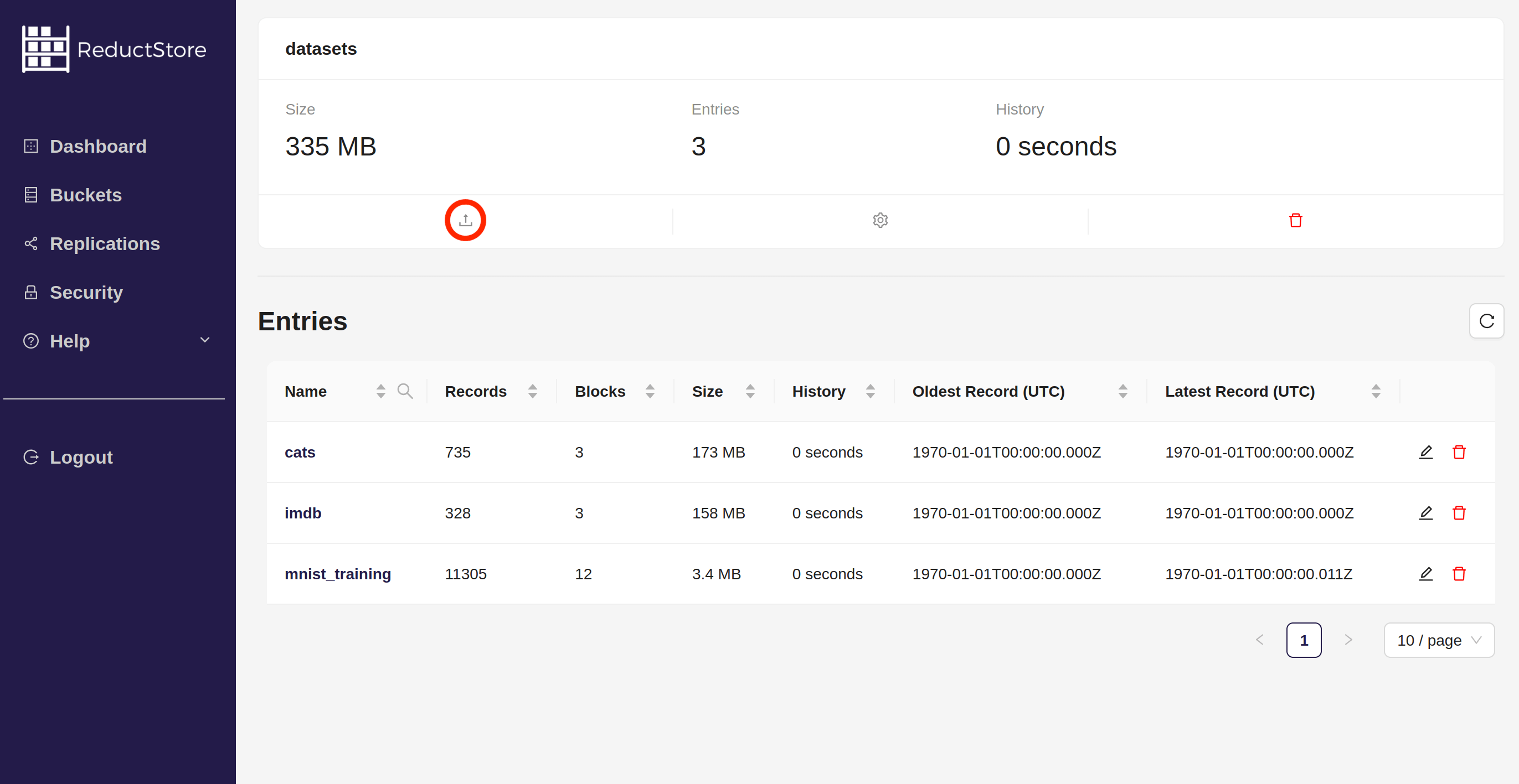 Browse a bucket with Web Console